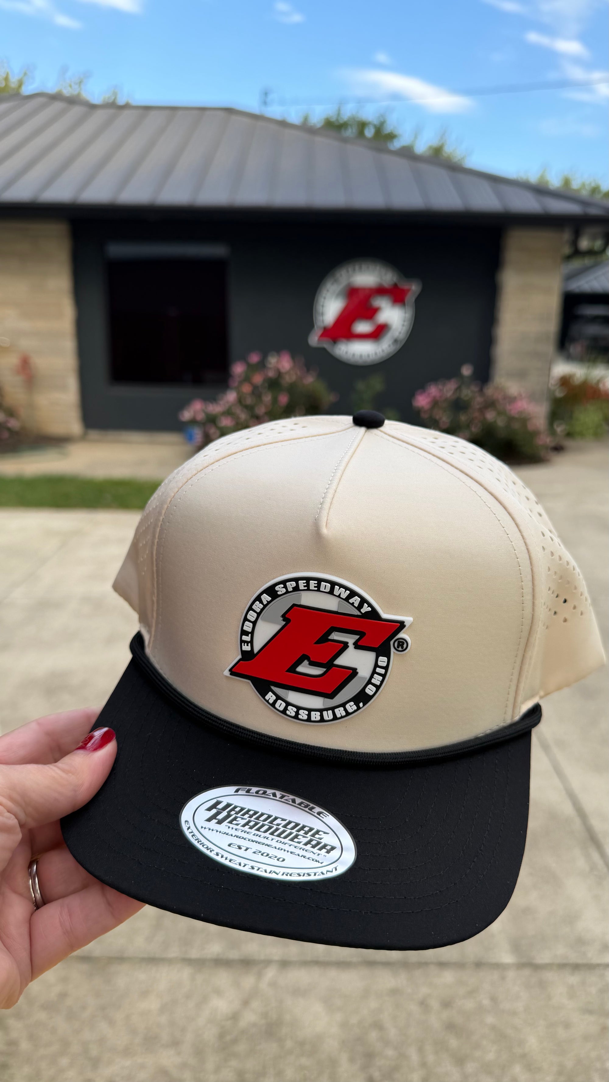 Hat - Performance, Ivory/Black with Rubber Patch