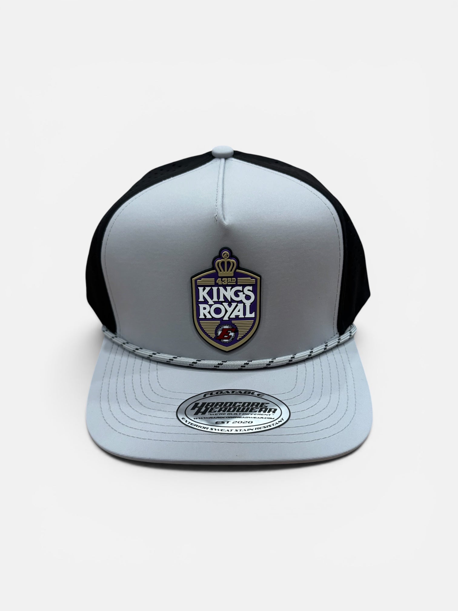 43rd Kings Royal Event Hat - Performance, Gray/Black with Rubber Patch, Snapback