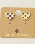 Checkered Heart Earrings